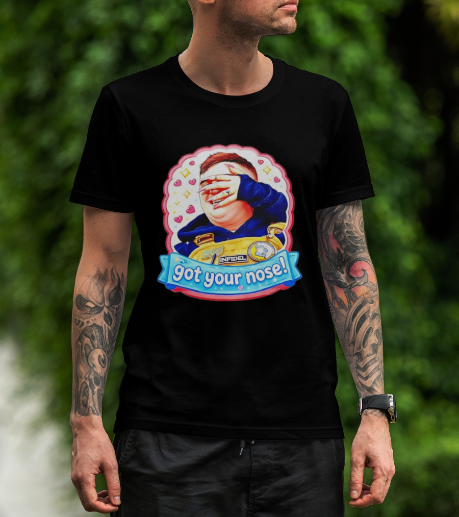 Infidel Got Your Nose Funny Cartoon Patch With Hearts And Stars T-Shirt