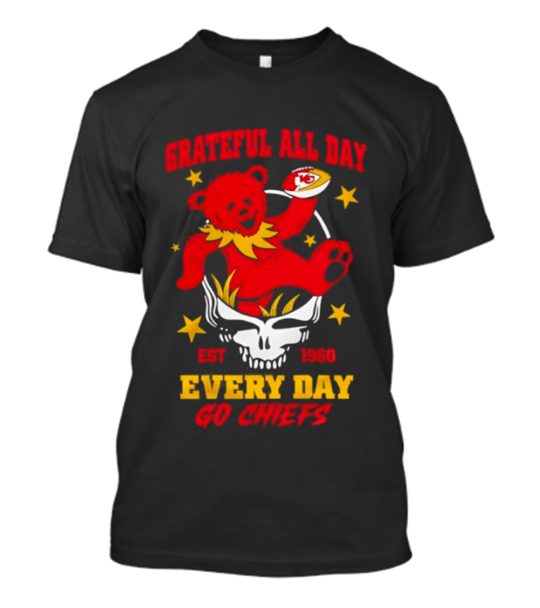 Grateful All Day Every Day Go Chiefs Est 1960 Kansas City Chiefs X Grateful Dead T-Shirt