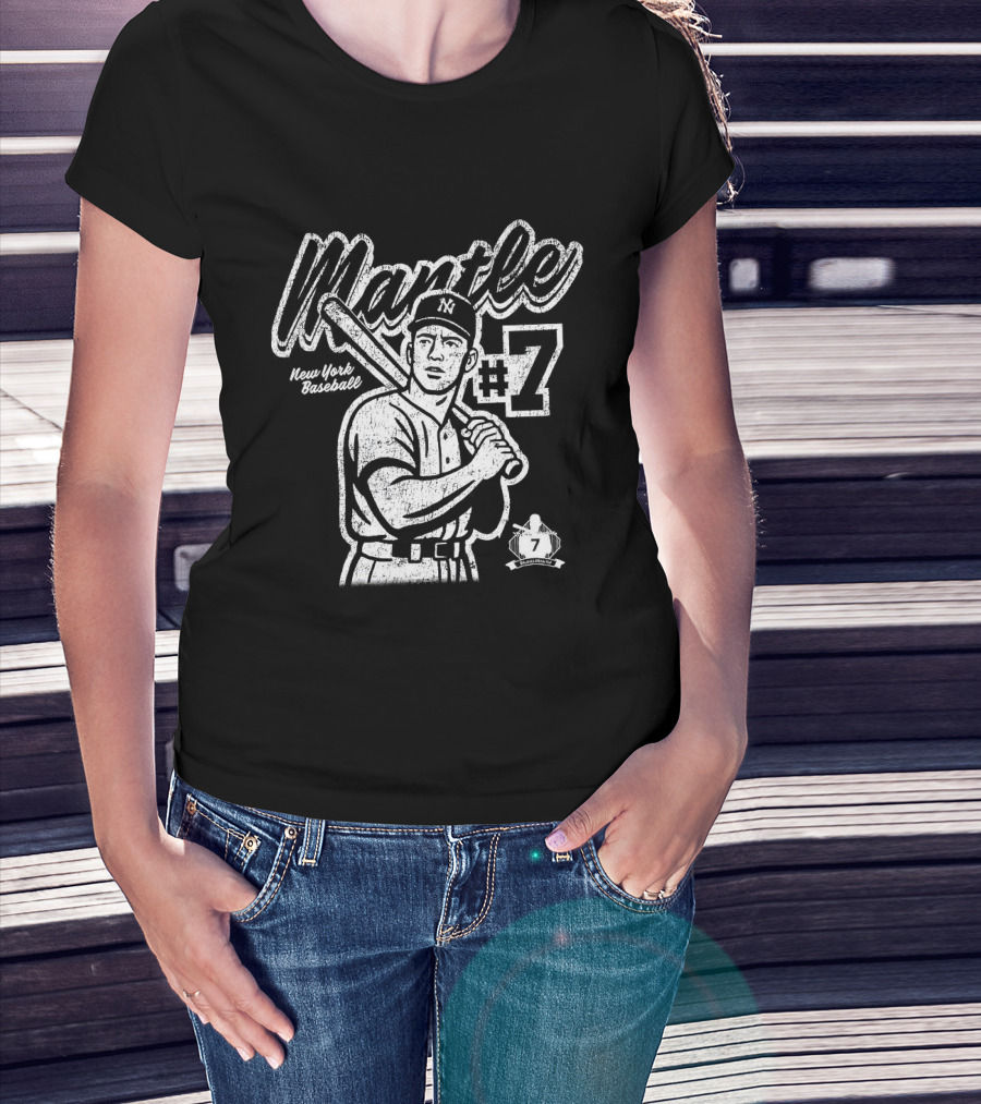 Mickey Mantle New York Yankees #7 Vintage Baseball T-Shirt