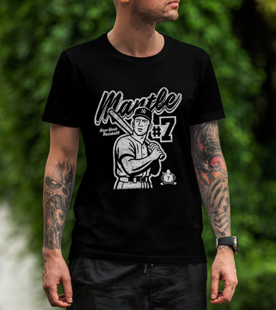 Mickey Mantle New York Yankees #7 Vintage Baseball T-Shirt