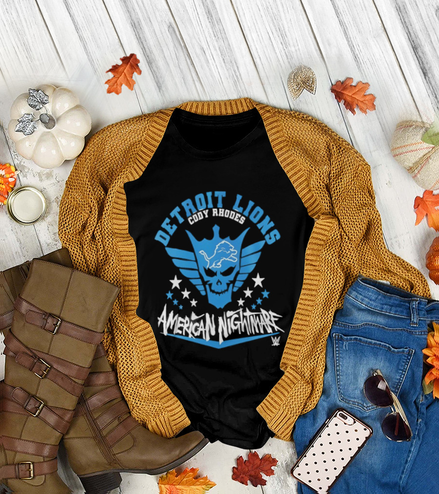 Detroit Lions Cody Rhodes American Nightmare WWE T-Shirt