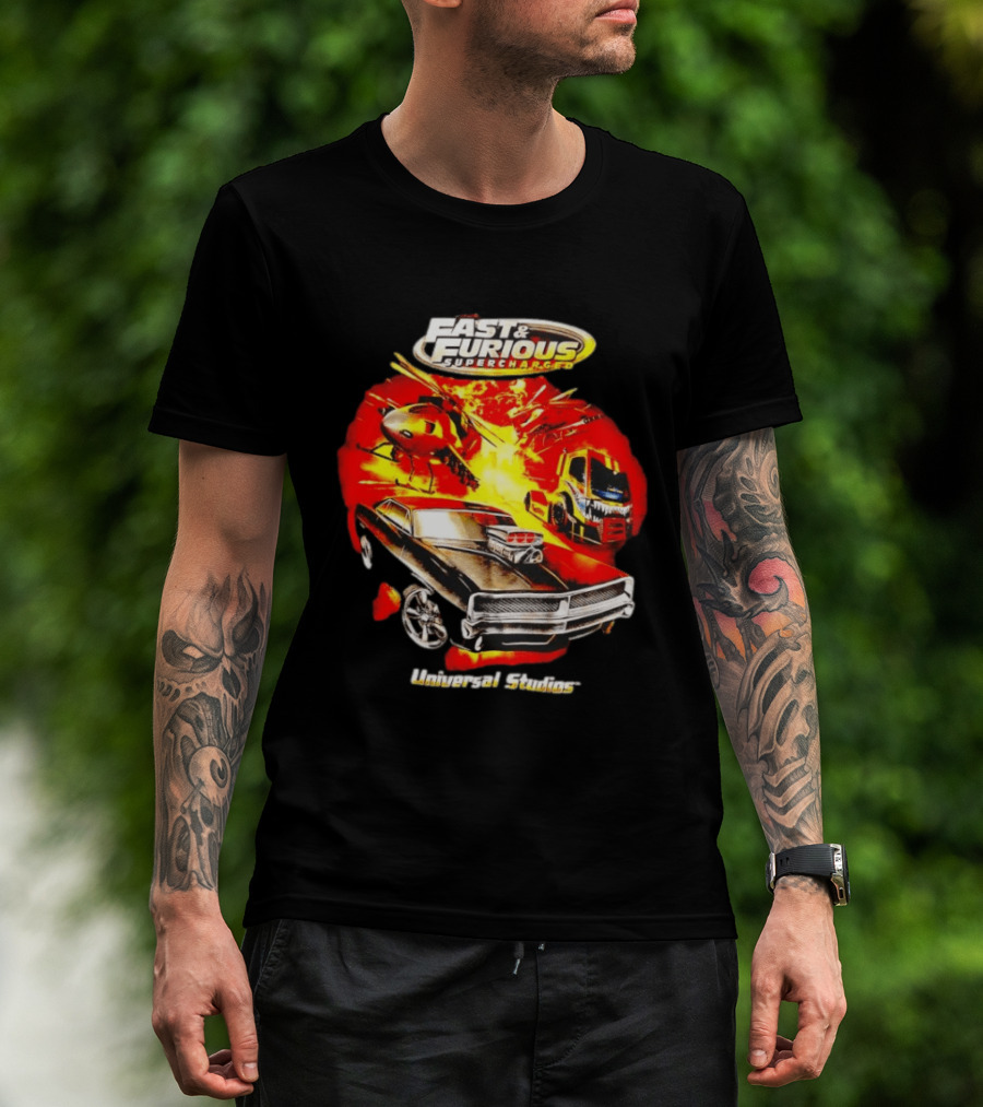 Fast & Furious Supercharged Car Explosion Universal Studios T-Shirt