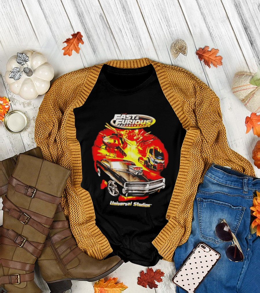 Fast & Furious Supercharged Car Explosion Universal Studios T-Shirt