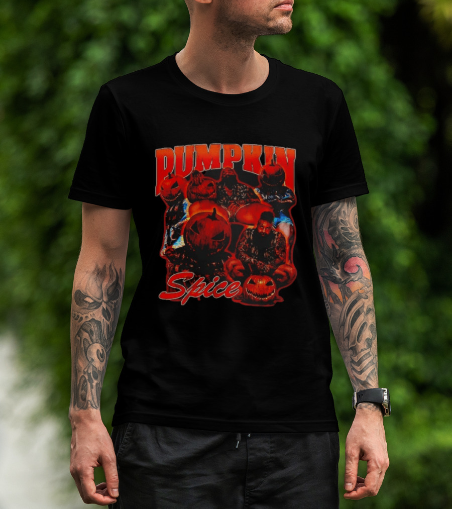 Pumpkin Spice Halloween Aesthetic With Jack O' Lantern Faces T-Shirt