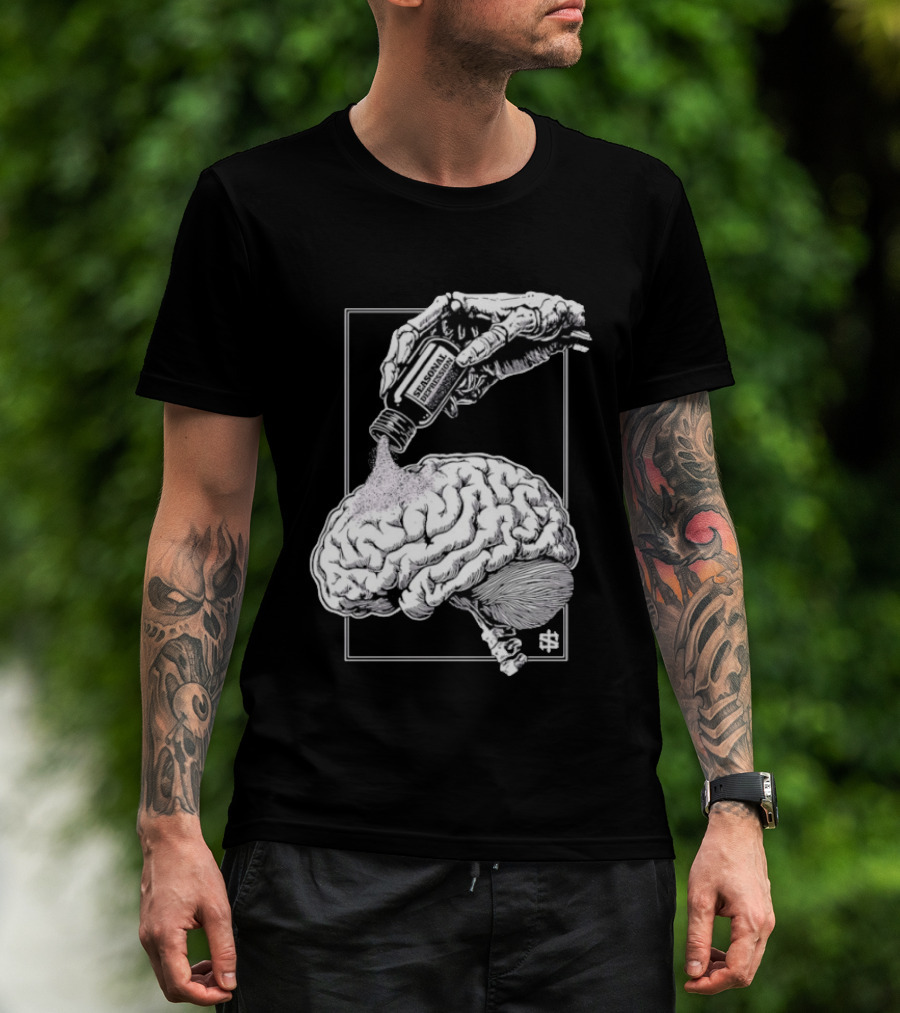 Seasonal Depression Skeleton Hand Pouring On Brain T-Shirt