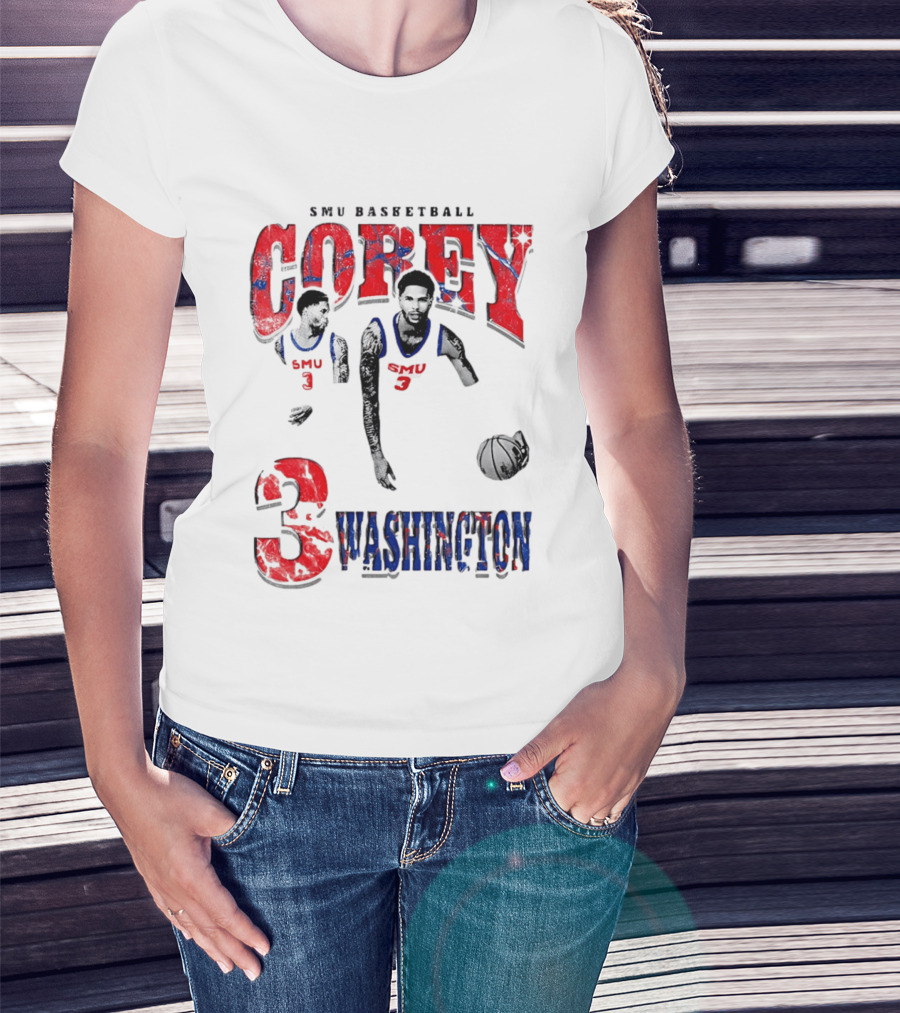 SMU Basketball Corey Washington 3 T-Shirt