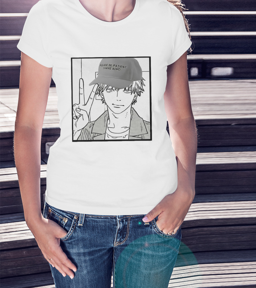 Denji Chainsaw Man Please Be Patient I Have ADHD Peace Sign T-Shirt