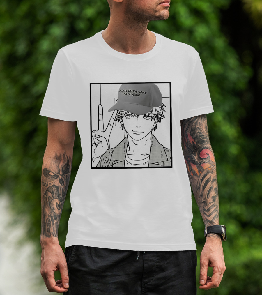 Denji Chainsaw Man Please Be Patient I Have ADHD Peace Sign T-Shirt