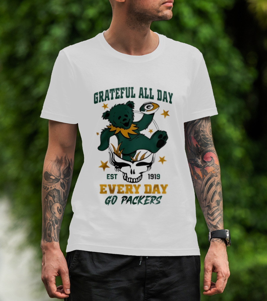 Grateful All Day Every Day Go Packers Est 1919 T-Shirt