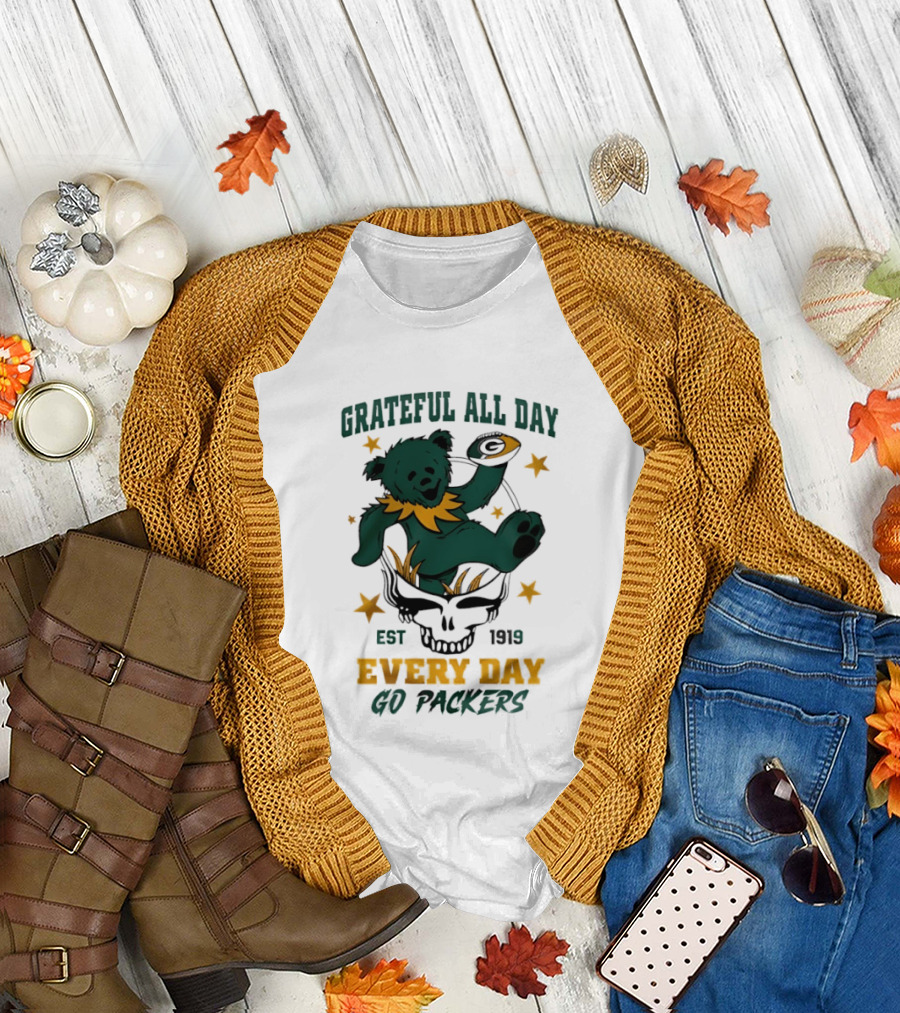 Grateful All Day Every Day Go Packers Est 1919 T-Shirt
