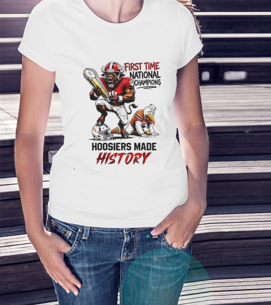 Hoosiers Made History First Time National Champions Mascots Ibis Bison T-Shirt