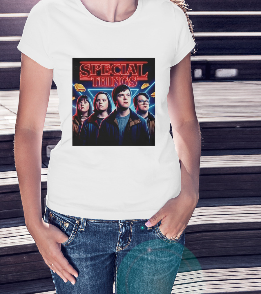 SPECIAL THINGS Retro 80s Neon Style Adventure Mystery Series T-Shirt