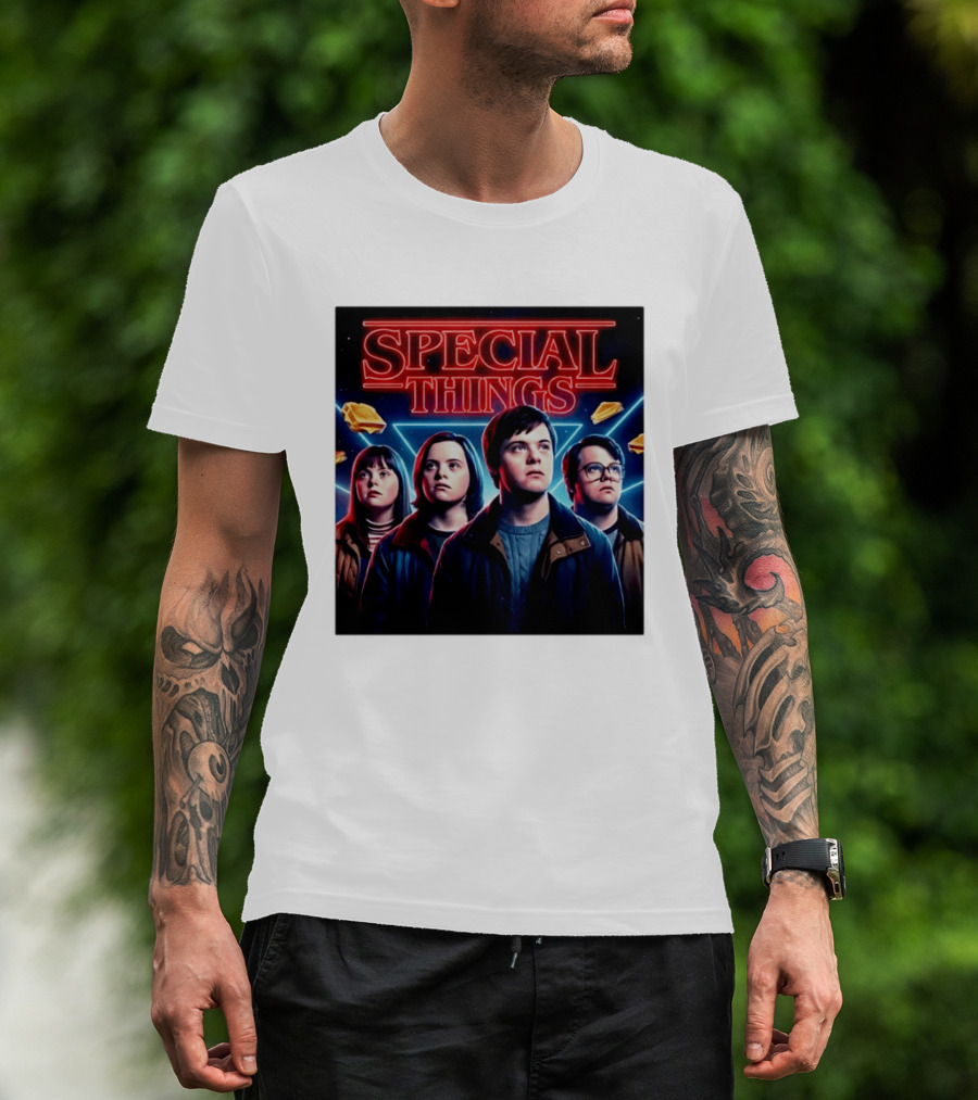 SPECIAL THINGS Retro 80s Neon Style Adventure Mystery Series T-Shirt