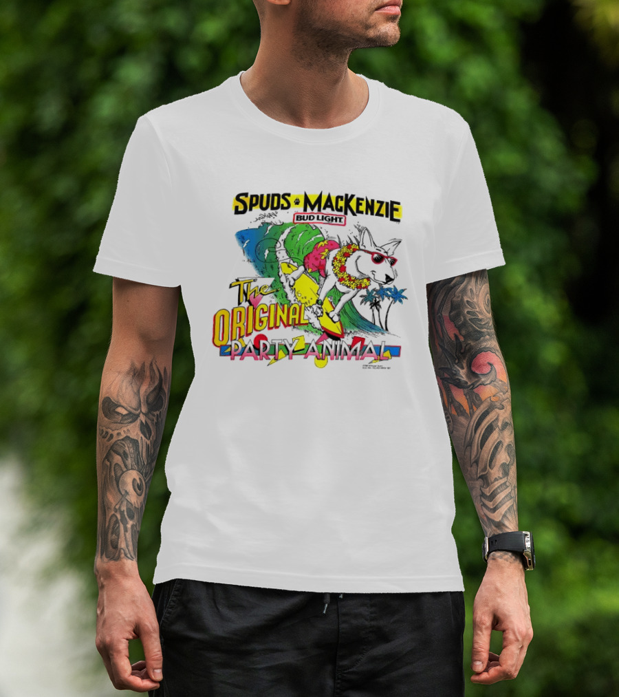 Spuds MacKenzie Bud Light Surfing The Original Party Animal T-Shirt
