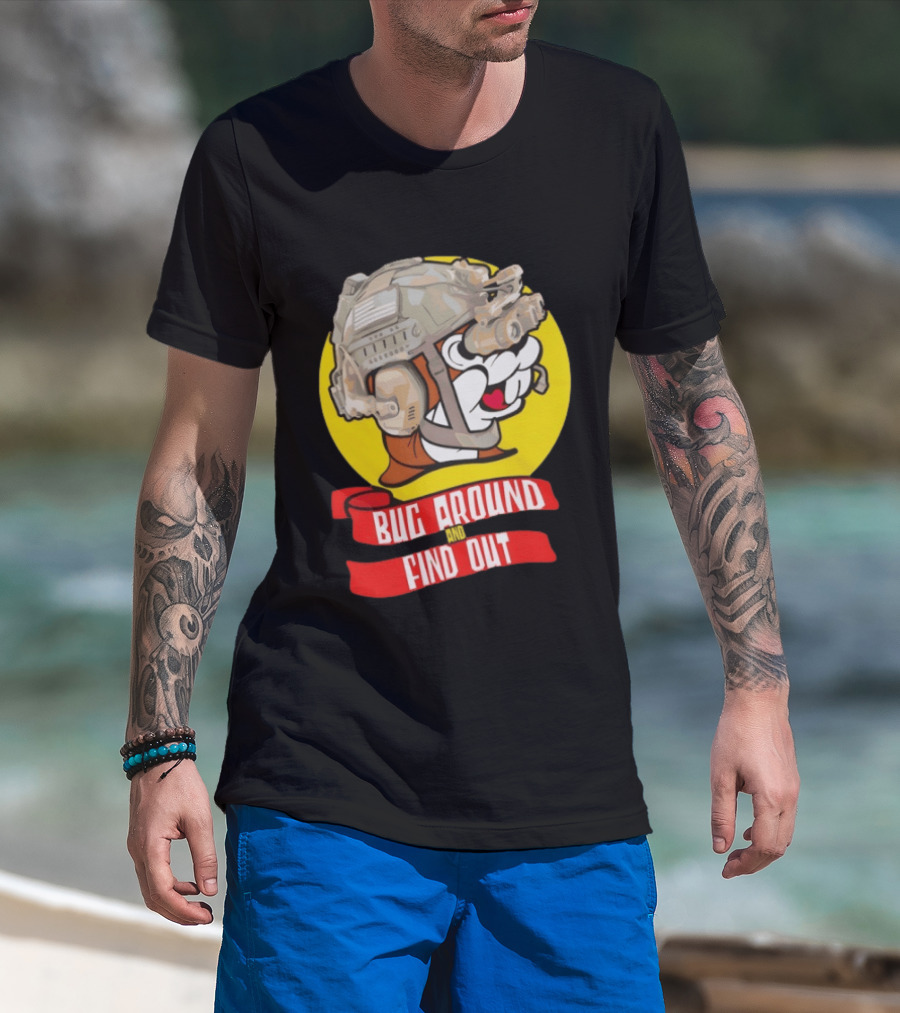 Beaver Army Bug Around And Find Out Helmet Cartoon Fandom T-Shirt