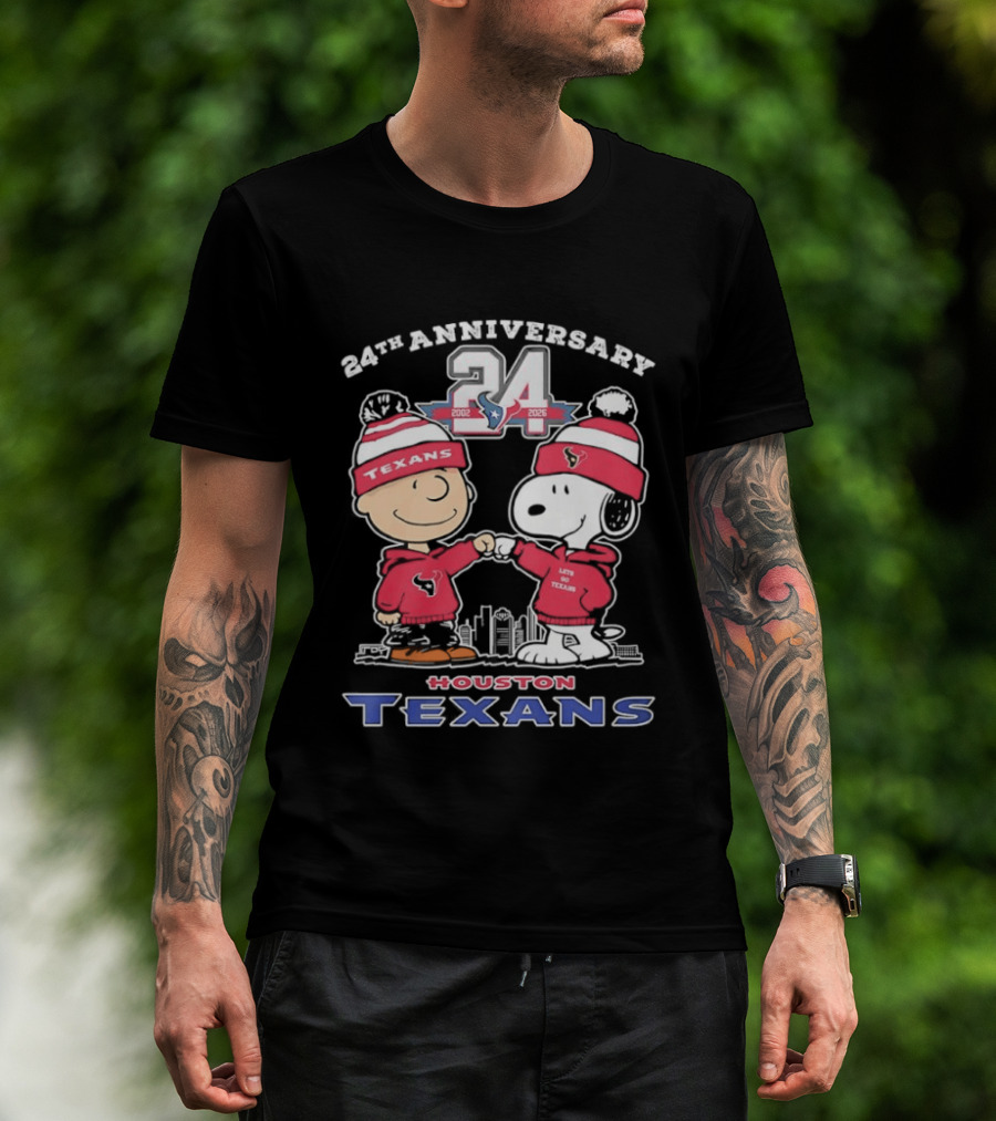 24th Anniversary Charlie Brown Snoopy Houston Texans 2002 2026 T-Shirt