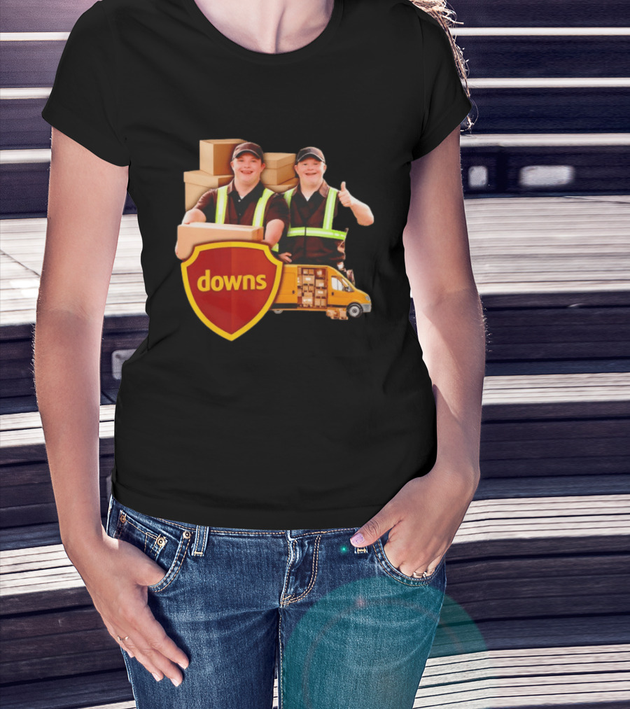 Downs UPS Delivery Service With Smiling Workers And Packages T-Shirt