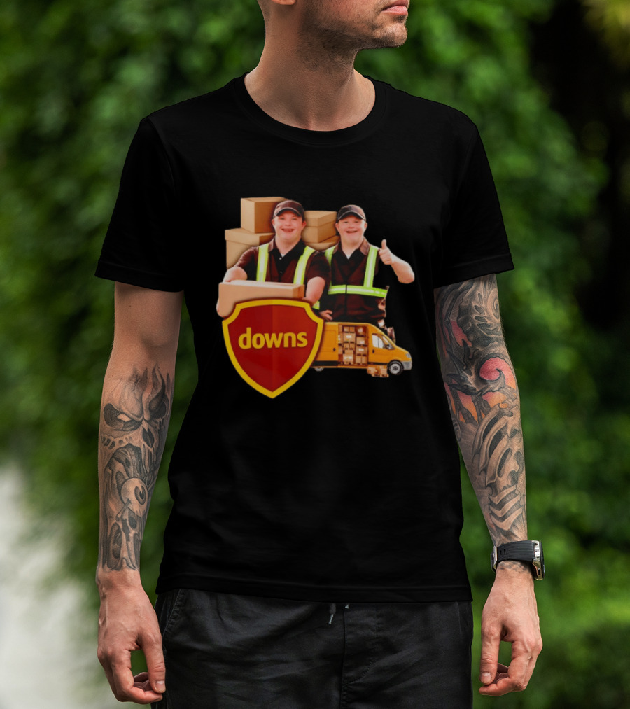 Downs UPS Delivery Service With Smiling Workers And Packages T-Shirt