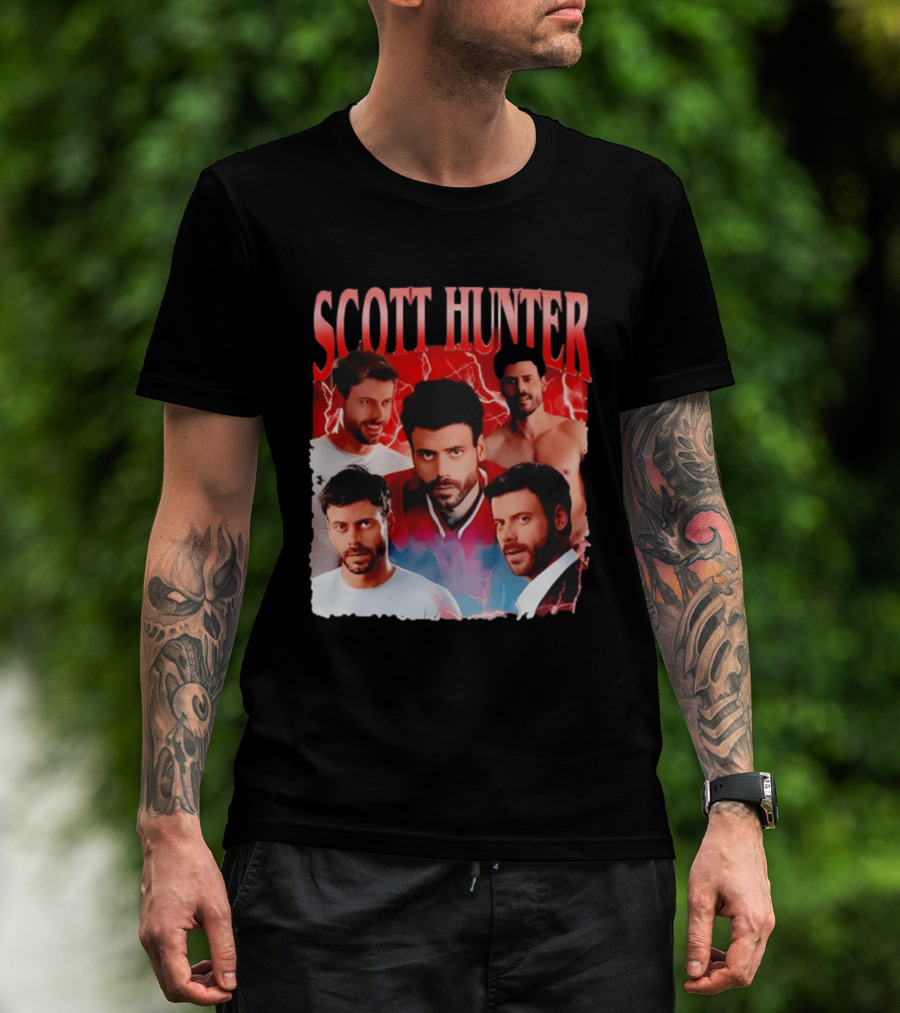 Scott Hunter Lightning Background Multiple Poses T-Shirt