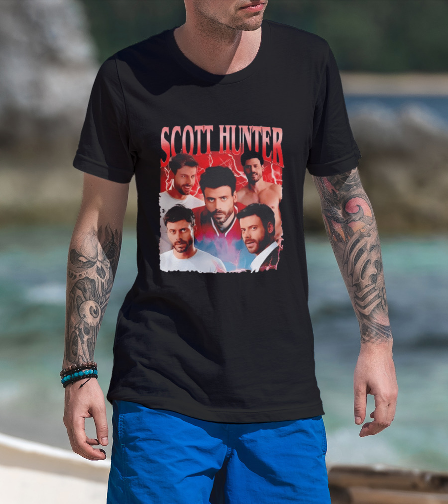 Scott Hunter Lightning Background Multiple Poses T-Shirt
