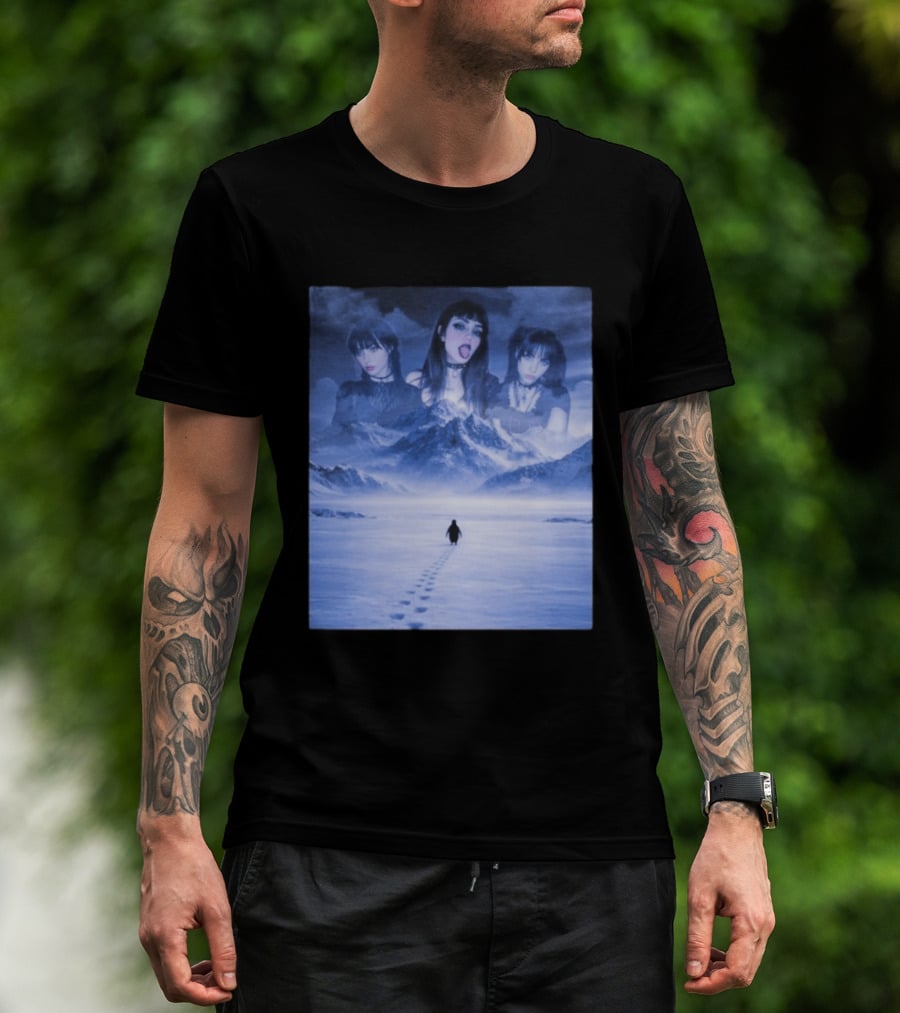 Nihilist Penguin Goth Girls Dark Winter Mountain Scene T-Shirt