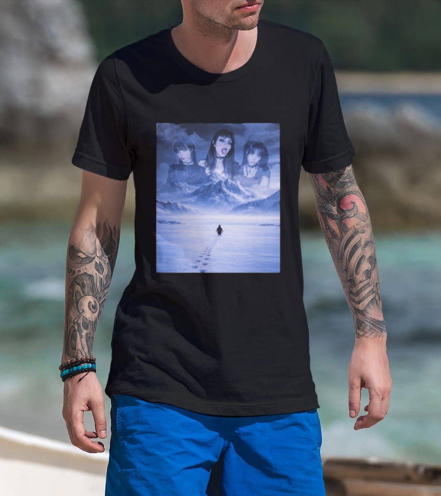 Nihilist Penguin Goth Girls Dark Winter Mountain Scene T-Shirt