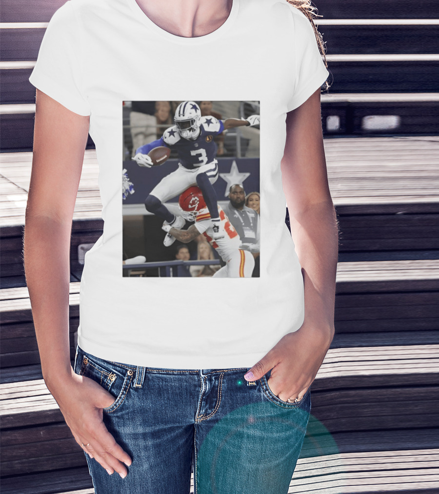 Football Leap Dallas Vs Kansas Royals Dynamic Action T-Shirt