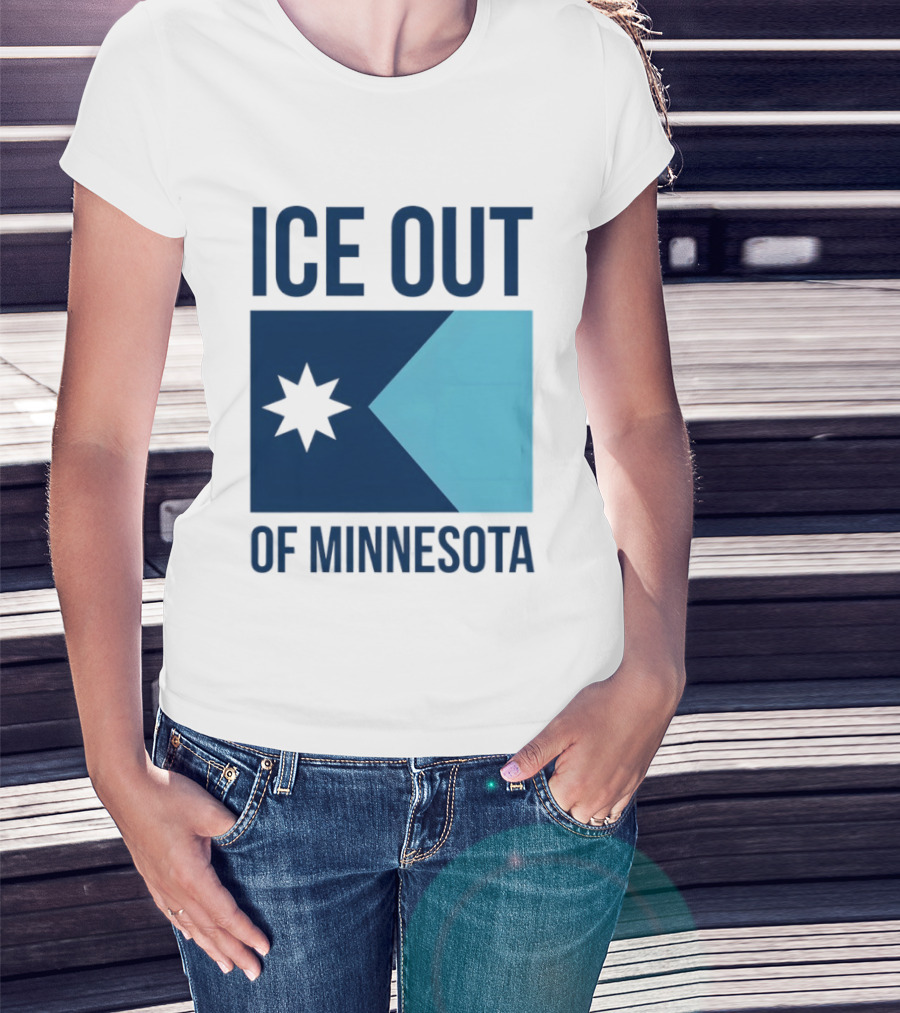 ICE Out Of Minnesota Star Flag T-Shirt