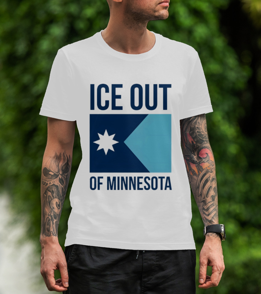 ICE Out Of Minnesota Star Flag T-Shirt