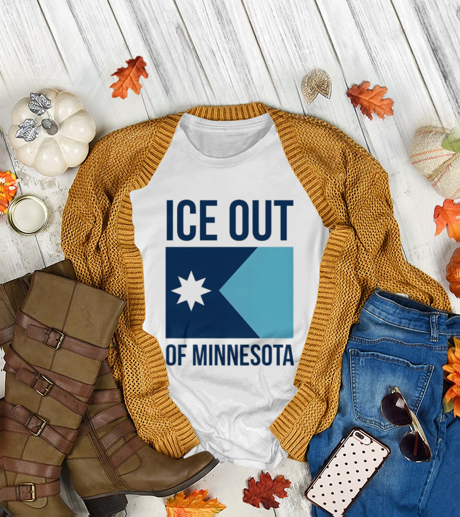 ICE Out of Minnesota Star Flag T-Shirt