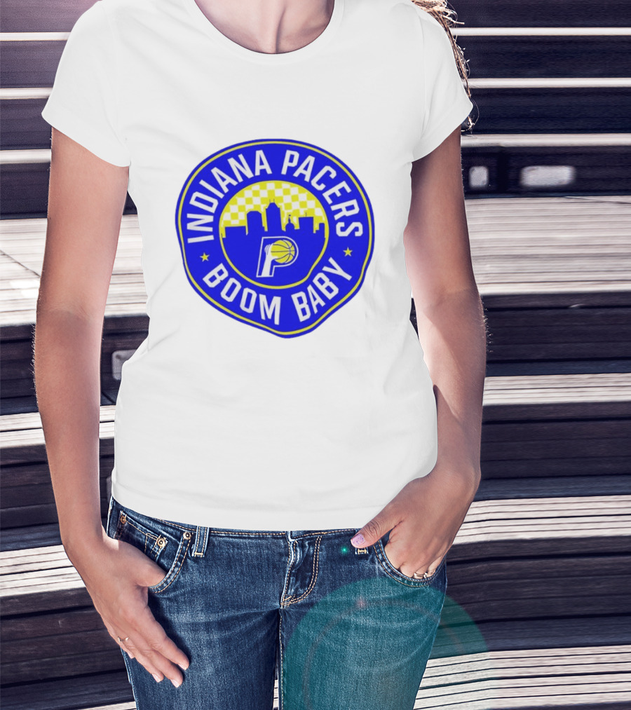 Indiana Pacers Boom Baby Skyline Basketball Team Circle T-Shirt