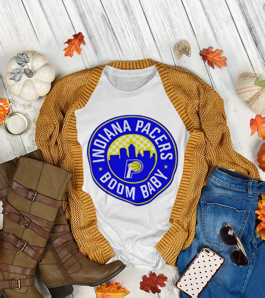Indiana Pacers Boom Baby Skyline Basketball Team Circle T-Shirt
