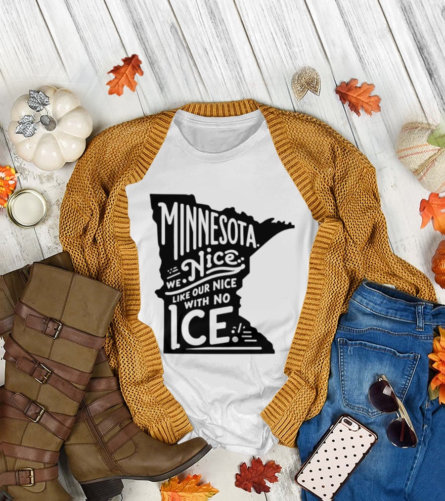 Minnesota Nice We Nice With No Ice State Map T-Shirt