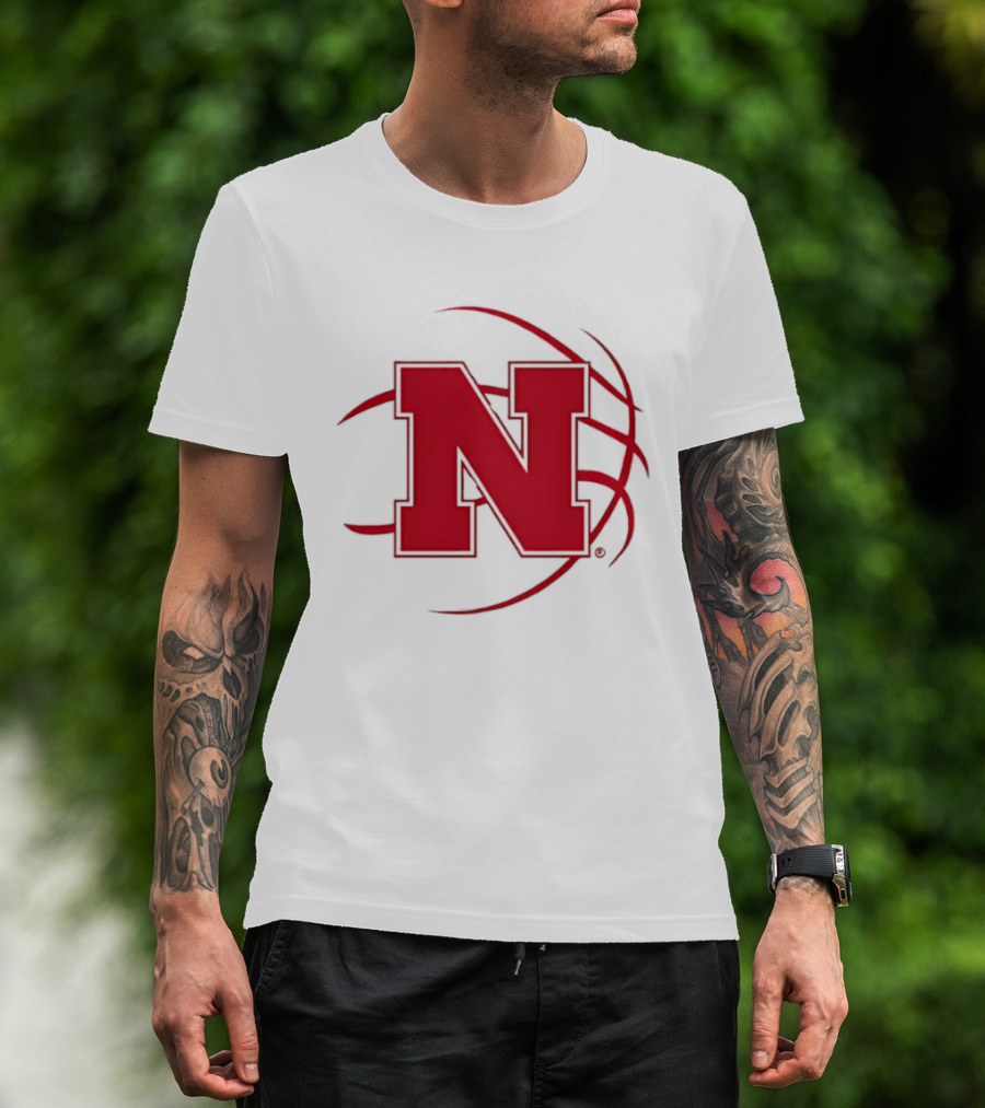 Nebraska Basketball Red N And Ball T-Shirt