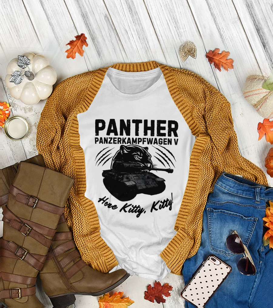 Panzerkampfwagen V Panther Tank Here Kitty Kitty T-Shirt