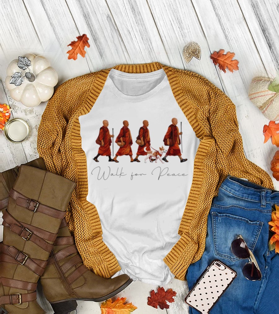 Peaceful Journey with Monks and Aloka Dog Walk for Peace T-Shirt