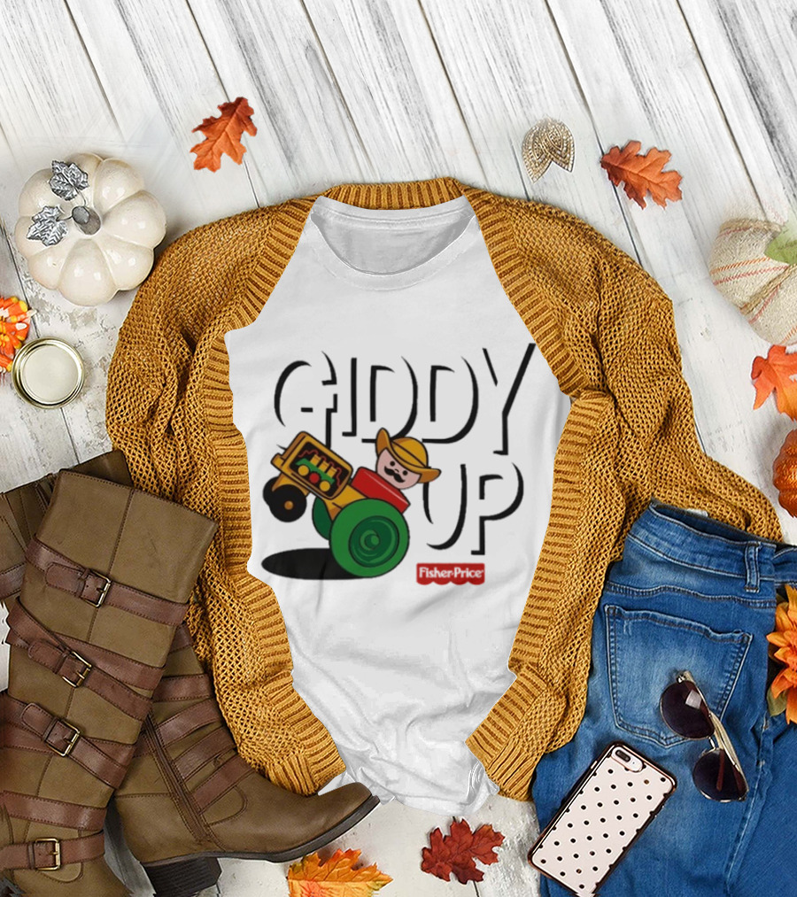 Giddy Up Fisher Price Cowboy On Tractor T-Shirt