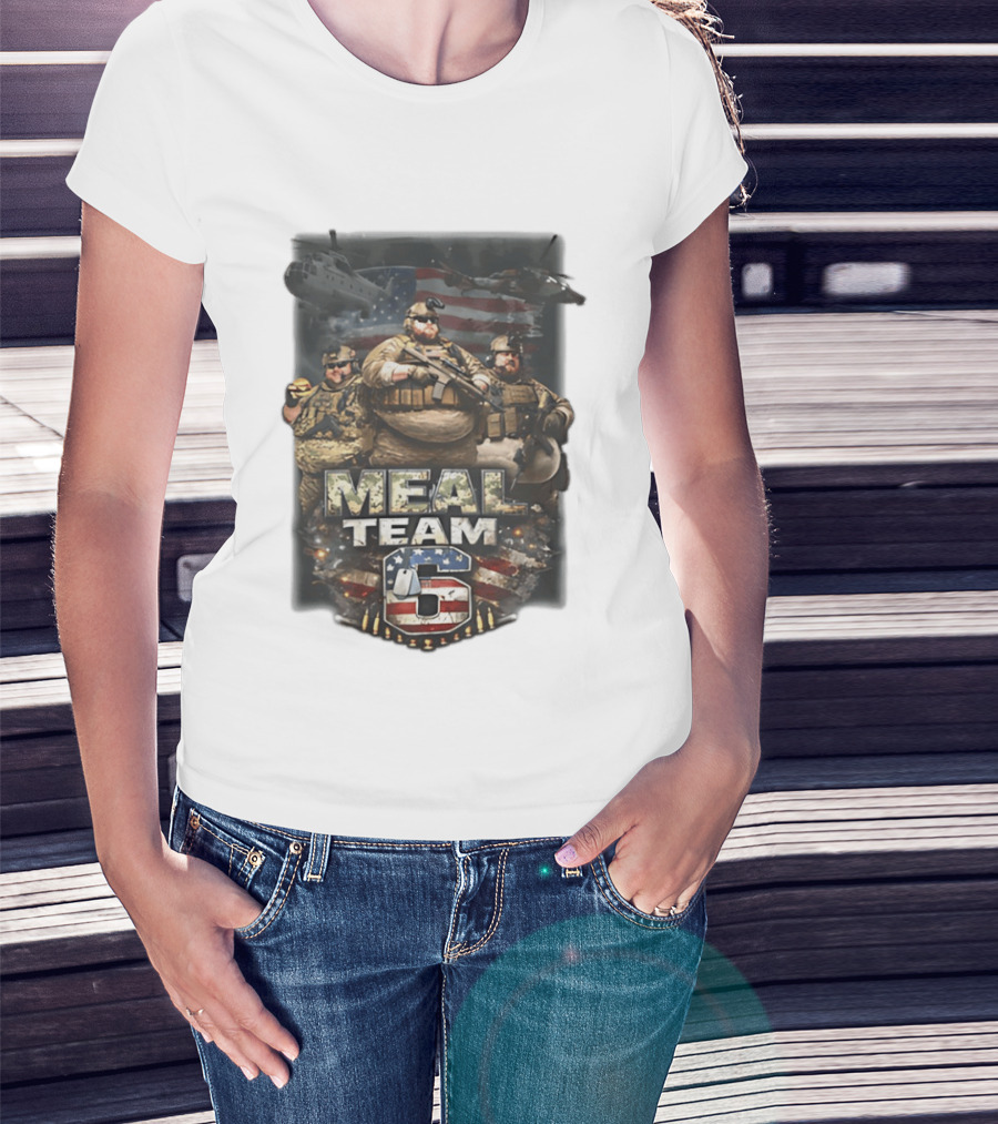 Meal Team 6 Army Helicopter American Flag Patriotic Soldiers T-Shirt