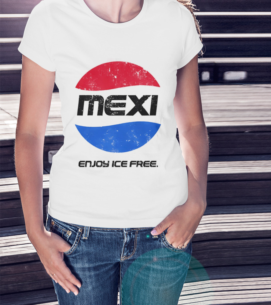 Mexi Enjoy Ice Free Red Blue Iconic Beverage Humor T-Shirt