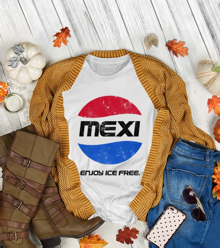 Mexi Enjoy Ice Free Red Blue Iconic Beverage Humor T-Shirt