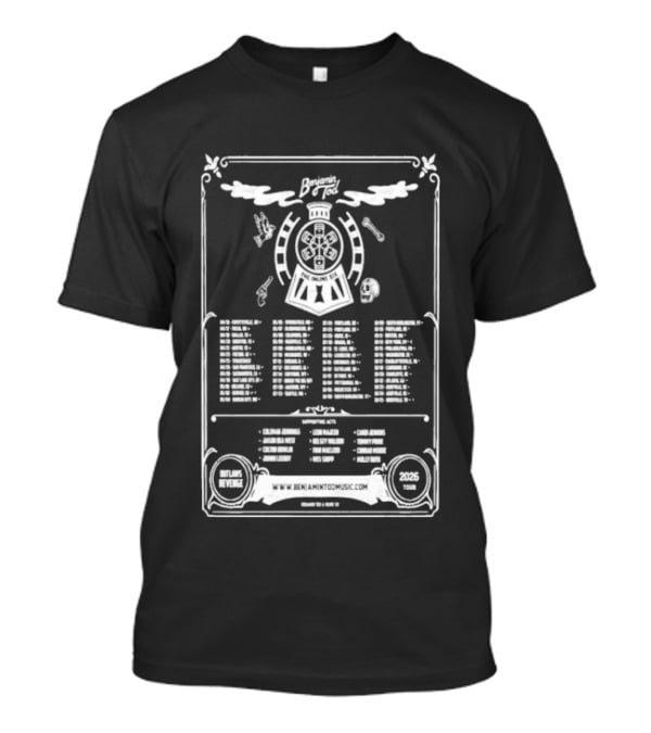 Benjamin Tod & The Inline Six Outlaw's Revenge Tour 2026 Schedule Steam Train Guns Skull T-Shirt