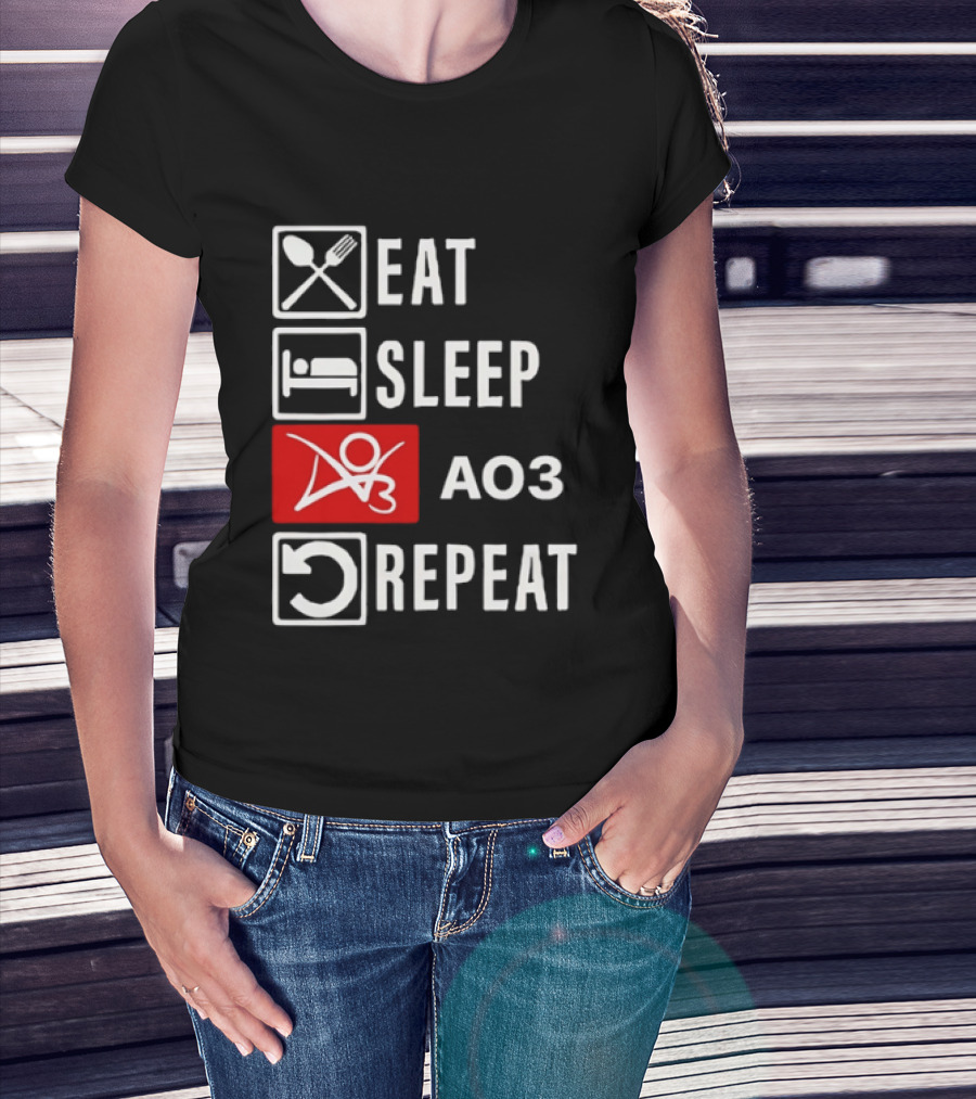 Eat Sleep AO3 Repeat Fanfiction Enthusiast Lifestyle T-Shirt