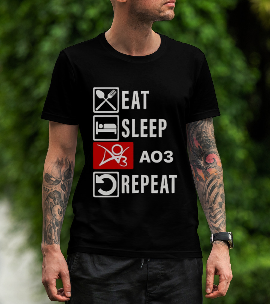 Eat Sleep AO3 Repeat Fanfiction Enthusiast Lifestyle T-Shirt