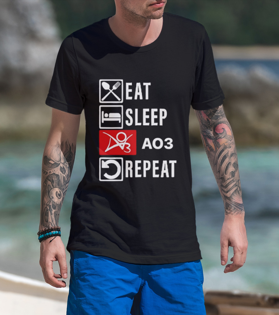Eat Sleep AO3 Repeat Fanfiction Enthusiast Lifestyle T-Shirt
