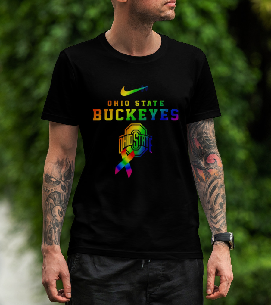 Ohio State Buckeyes Rainbow Logo Fight Cancer In All T-Shirt