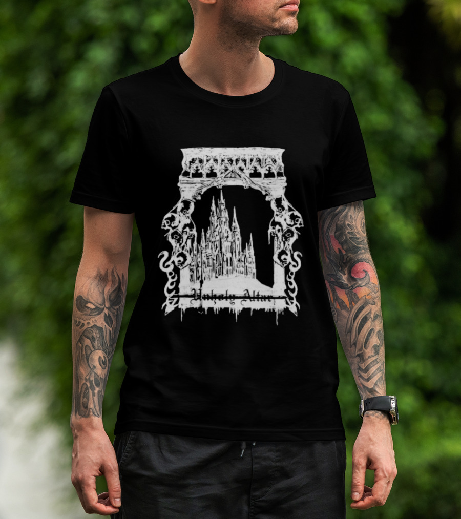 Unholy Altar Castle Gothic Architecture Mysterious Shadows T-Shirt