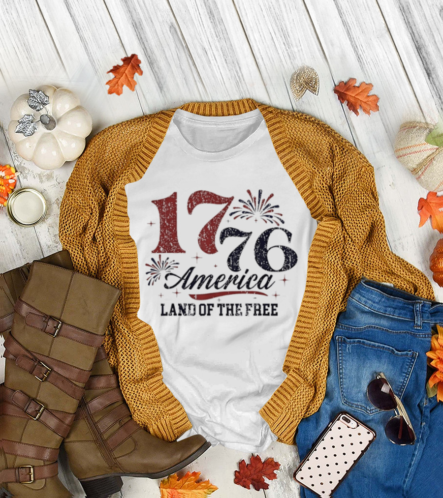 1776 America Land Of The Free Fireworks Celebration T-Shirt
