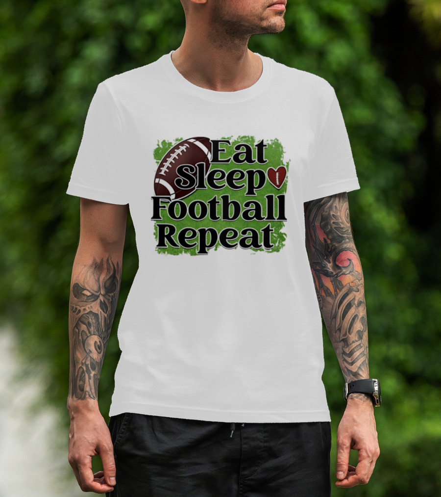 Eat Sleep Football Repeat Heart Football T-Shirt