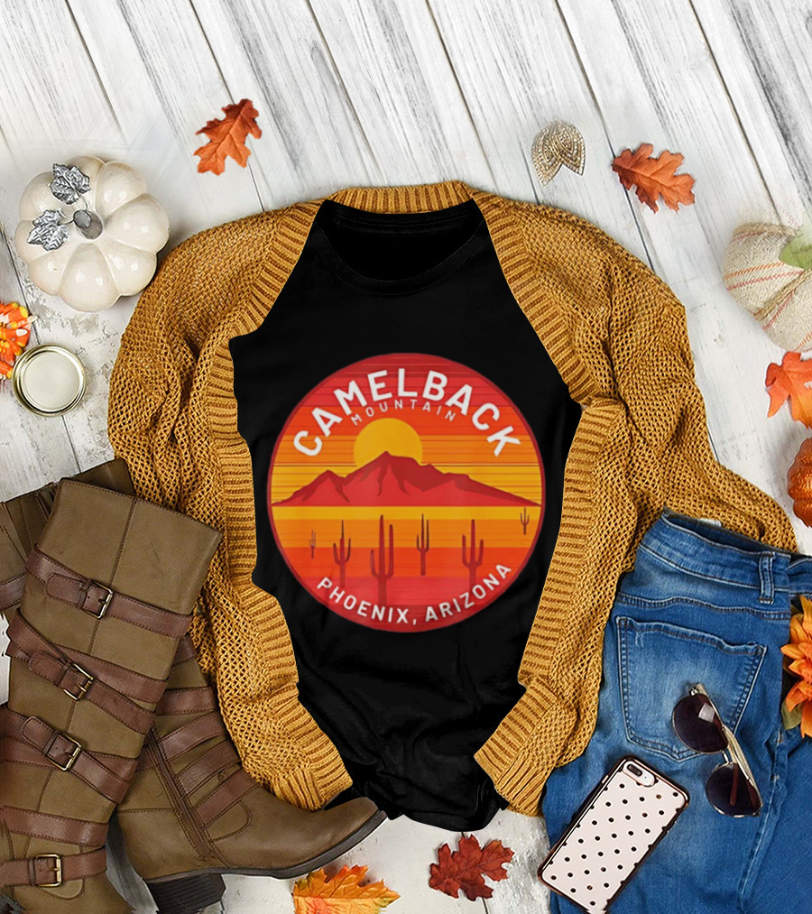 Camelback Mountain Phoenix Arizona Sunset Cactus Desert Hiking T-Shirt