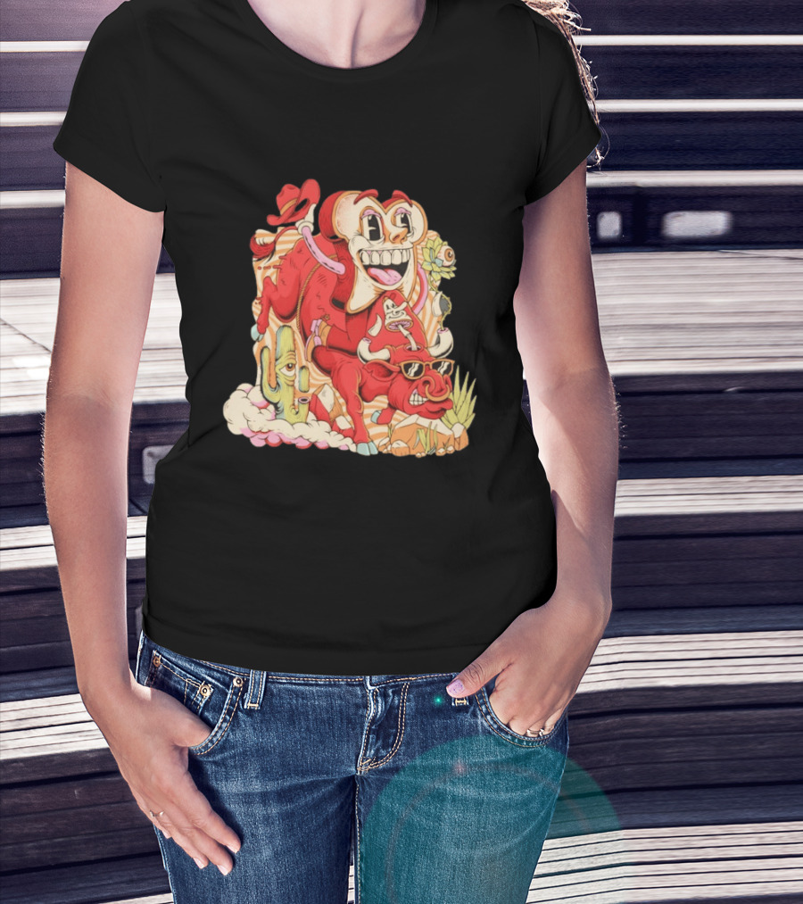 Daily Bread Texas Toast Surreal Cow Cactus Adventure T-Shirt
